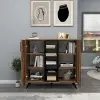 Leander Bookcase with Cabinets and Shelves - Light Walnut / Black