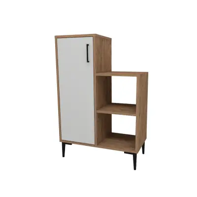 Beate Shoe Storage Shelf with Cabinet - Atlantic Pine / White