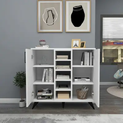 Leander Bookcase with Cabinets and Shelves