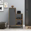 Beate Shoe Storage Shelf with Cabinet - Light Walnut / Anthracite