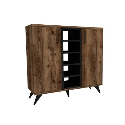 Leander Bookcase with Cabinets and Shelves - Light Walnut / Black