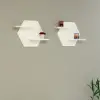 Selin Hexagon Wall Mounted Double Shelf - White