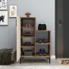 Beate Shoe Storage Shelf with Cabinet - Light Walnut / Beige