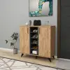 Leander Shoe Storage Shelf with Cabinet - Atlantic Pine / Anthracite