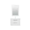 Keops Bathroom Washbasin Cabinet with Framed Wall Mirror, Sink & Side Cabinet Set - White