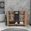 Leander Bathroom Cabinet with Shelves - Atlantic Pine & Anthracite