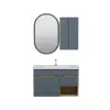 Alexa Bathroom Top-Bottom Washbasin Cabinet Mirror, Sink & Side Cabinet Set - Ireland Blue &