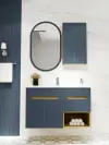 Alexa Bathroom Top-Bottom Washbasin Cabinet Mirror, Sink & Side Cabinet Set - Ireland Blue &