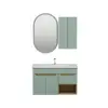 Alexa Bathroom Top-Bottom Washbasin Cabinet Mirror, Sink and Side Cabinet Set - Light Green & Oa