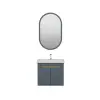 Alexa Bathroom Top-Bottom Washbasin Cabinet Mirror, Sink & Side Cabinet Set - Ireland Blue &