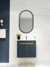 Alexa Bathroom Top-Bottom Washbasin Cabinet Mirror, Sink & Side Cabinet Set - Ireland Blue &