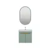 Alexa Bathroom Top-Bottom Washbasin Cabinet Mirror, Sink and Side Cabinet Set - Light Green & Oa