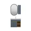 Alexa Bathroom Top-Bottom Washbasin Cabinet Mirror, Sink & Side Cabinet Set - Ireland Blue &