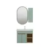 Alexa Bathroom Top-Bottom Washbasin Cabinet Mirror, Sink and Side Cabinet Set - Light Green & Oa