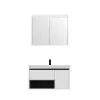 Arty Bathroom Top-Bottom Washbasin Cabinet Mirror, Sink & Side Cabinet Set - White & Anthrac