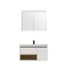 Arty Bathroom Top-Bottom Washbasin Cabinet with Mirror, Sink & Side Cabinet Set - Oak & Whit