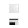 Arty Bathroom Top-Bottom Washbasin Cabinet Mirror, Sink & Side Cabinet Set - White & Anthrac