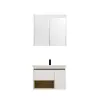 Arty Bathroom Top-Bottom Washbasin Cabinet with Mirror, Sink & Side Cabinet Set - Oak & Whit