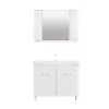 Bion Bathroom Top-Bottom Washbasin Cabinet with Mirror, Sink & Side Cabinet Set - White