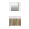 Bion Bathroom Top-Bottom Washbasin Cabinet with Mirror, Sink & Side Cabinet Set - Walnut & W