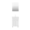 Bion Bathroom Top-Bottom Washbasin Cabinet with Mirror, Sink & Side Cabinet Set - White