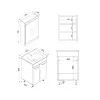 Bion Bathroom Top-Bottom Washbasin Cabinet with Mirror, Sink & Side Cabinet Set - White