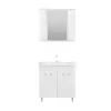 Bion Bathroom Top-Bottom Washbasin Cabinet with Mirror, Sink & Side Cabinet Set - White