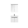 Evola Bathroom Top-Bottom Washbasin Cabinets with Mirror, Sink & Side Cabinet Set - White & 