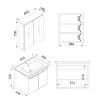 Evola Bathroom Top-Bottom Washbasin Cabinets with Mirror, Sink & Side Cabinet Set - White & 