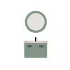 Galia Bathroom Washbasin Cabinet with Framed Wall Mirror, Sink & Side Cabinet Set - Light Green