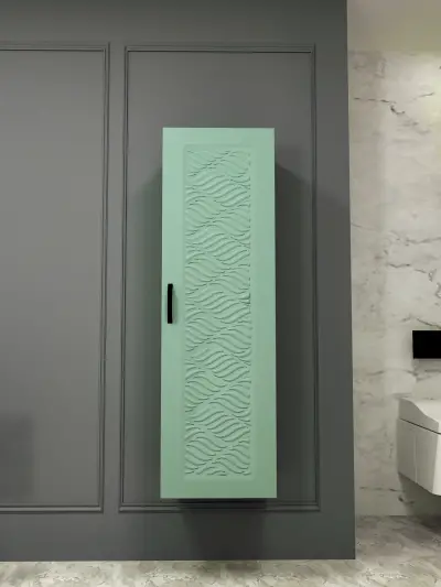 Galia Bathroom Washbasin Cabinet with Framed Wall Mirror, Sink & Side Cabinet Set - Light Green