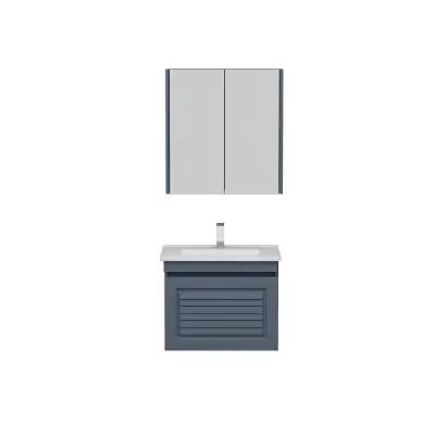 Helenka Bathroom Top-Bottom Washbasin Cabinets with Mirror, Sink & Side Cabinet Set - Ireland Bl