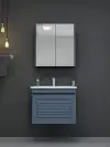 Helenka Bathroom Top-Bottom Washbasin Cabinets with Mirror, Sink & Side Cabinet Set - Ireland Bl