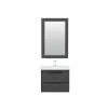 Keops Bathroom Washbasin Cabinet with Framed Wall Mirror, Sink & Side Cabinet Set - Anthracite