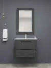 Keops Bathroom Washbasin Cabinet with Framed Wall Mirror, Sink & Side Cabinet Set - Anthracite