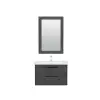 Keops Bathroom Washbasin Cabinet with Framed Wall Mirror, Sink & Side Cabinet Set - Anthracite