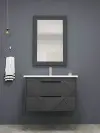 Keops Bathroom Washbasin Cabinet with Framed Wall Mirror, Sink & Side Cabinet Set - Anthracite