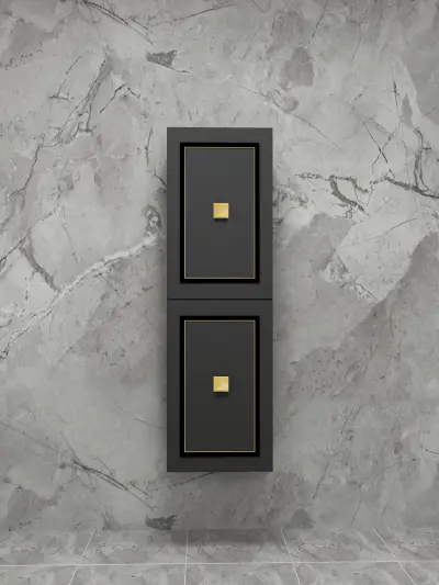 Larissa Bathroom Washbasin Cabinet with Framed Wall Mirror, Sink & Side Cabinet Set - Anthracite