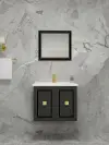 Larissa Bathroom Washbasin Cabinet with Framed Wall Mirror, Sink & Side Cabinet Set - Anthracite