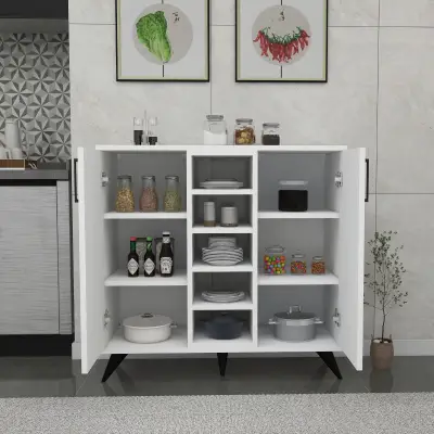 Leander Kitchen Cabinet with Shelves - White