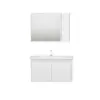 Maya Bathroom Top-Bottom Washbasin Cabinet with Mirror, Sink & Side Cabinet Set - White