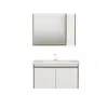 Maya Bathroom Top-Bottom Washbasin Cabinet Mirror, Sink & Side Cabinet Set - Walnut & White