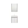 Maya Bathroom Top-Bottom Washbasin Cabinet Mirror, Sink & Side Cabinet Set - Walnut & White