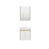 Maya Bathroom Top-Bottom Washbasin Cabinet Mirror, Sink & Side Cabinet Set - Oak & White