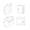 Maya Bathroom Top-Bottom Washbasin Cabinet with Mirror, Sink & Side Cabinet Set - White