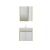 Maya Bathroom Top-Bottom Washbasin Cabinet Mirror, Sink & Side Cabinet Set - Oak & White