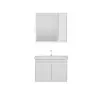 Maya Bathroom Top-Bottom Washbasin Cabinet with Mirror, Sink & Side Cabinet Set - White