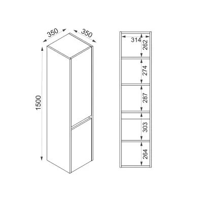 Maya Bathroom Top-Bottom Washbasin Cabinet Mirror, Sink & Side Cabinet Set - Oak & White