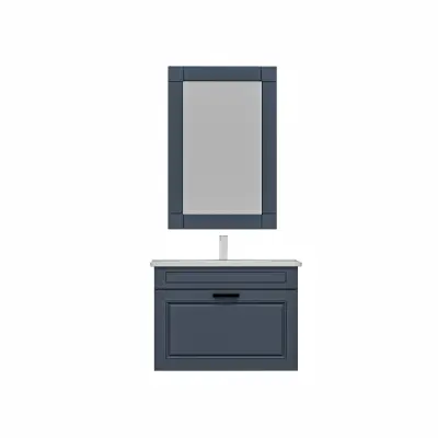 Moderno Bathroom Washbasin Cabinet with Framed Wall Mirror, Sink & Side Cabinet Set - Ireland Bl