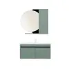 Regnum Bathroom Top-Bottom Washbasin Cabinet Mirror and Sink Set - Light Green & Black